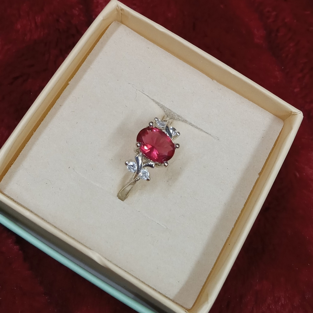 Sterling Silver Pink & White CZ Floral Ring Size 7 - Picture 2 of 14